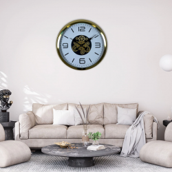 Mey İthalat® Modern Prestige Gold 60 Cm Çarklı Duvar Saati