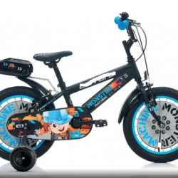 Mey İthalat® Monster 16 Jant Alüminyum Çocuk Bisikleti Mat Siyah-Gri-Mavi