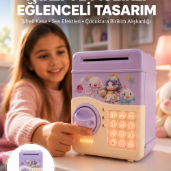 Mey İthalat® Mor Otomatik Para Girişli Elektronik Şifreli Kumbara