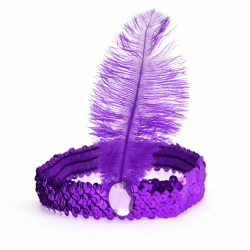 Mey İthalat® Mor Tüylü Retro Charleston Saç Bandı - 70-80-90’lar Parti Tacı