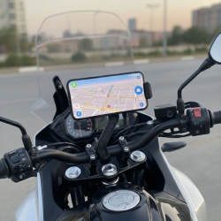 Mey İthalat® Motosiklet Gidon Telefon Tutucu–360° Döner, Kaymaz Sabitleme Sistemli, Sarsıntı Önleyici Telefon Tutucu Aparat
