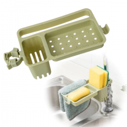 Mey İthalat®  Musluğa Takılan Sünger Havlu Askılı Sabun Hazneli mutfak Banyo Lavabo Düzenleyici Organizer