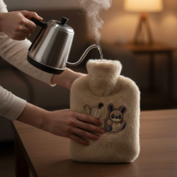 Mey İthalat® Mutlu Robot Hayvan Figürlü Peluş Sıcak Su Torbası 1 Lt – Yumuşak Kılıf, Uzun Süre Sıcak Tutan Termal Su Torbası