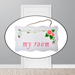 Mey İthalat®   My Room Benim Odam Dekoratif Çiçek Desenli Kapı Askısı