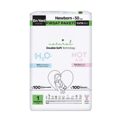 Mey İthalat® Natural Double Soft Bebek Bezi Fırsat Paketi 1 Beden 50 Adet