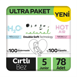 Mey İthalat® Natural Double Soft Bebek Bezi Ultra Paket 5 Beden 78 Adet
