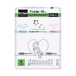Mey İthalat® Natural Double Soft Bebek Bezi Ultra Paket 6 Beden 62 Adet