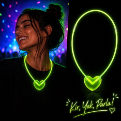 Mey İthalat® Neon Işıklı Fosforlu Kalp Parti Kolyesi Yeşil Renk
