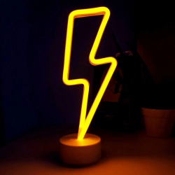 Mey İthalat® Neon Işıklı Şimşek Lamba USB+Pil