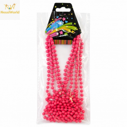 Mey İthalat® Neon Pembe Boncuk Kolye 80 cm – Retro 80’ler 90’lar Parti Aksesuarı