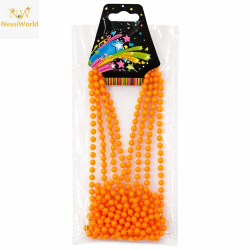 Mey İthalat® Neon Turuncu Boncuk Kolye 80 cm – Retro 80’ler 90’lar Parti Aksesuarı
