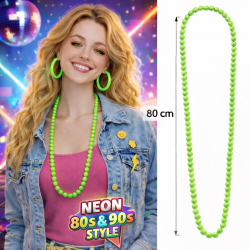 Mey İthalat® Neon Yeşil Boncuk Kolye 80 cm – Retro 80’ler 90’lar Parti Aksesuarı