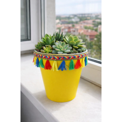 Mey İthalat®  DEKORATİF SAKSI 1.7 LİTRE SARI