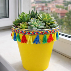 Mey İthalat®  DEKORATİF SAKSI 1.7 LİTRE SARI