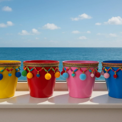 Mey İthalat®  Dekoratif Saksı Akdeniz MAVİ  Tekli