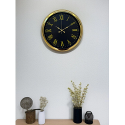 Mey İthalat® Noble Gold Black 40 Cm Metal Duvar Saati