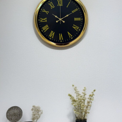 Mey İthalat® Noble Gold Black 40 Cm Metal Duvar Saati