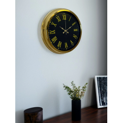 Mey İthalat® Noble Gold Black 40 Cm Metal Duvar Saati