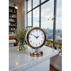 Mey İthalat® Noble Time 25 x 20 Cm Metal Krom Masa Saati