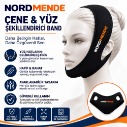 Mey İthalat®  Çene ve Yüz Şekillendirici Band - Ayarlanabilir V-Line Yüz Toparlayıcı Band - Cırt Cırtlı Esnek Yüz Bandı - Siyah