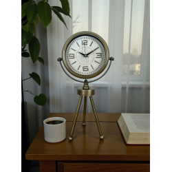 Mey İthalat® Nostalji Tripod Eskitme Üç Ayaklı Metal Masa Saati