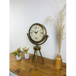 Mey İthalat® Nostalji Tripod Eskitme Üç Ayaklı Metal Masa Saati