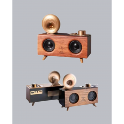 Mey İthalat® Nostaljik Gramofon Bluetooth Hoparlör – FM Radyo + USB + SD Kart Destekli