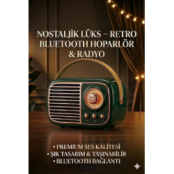 Mey İthalat®  Nostaljik Retro Bluetooth  - FM Radyo, USB ve Bluetooth Kablosuz Hoparlör