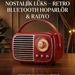 Mey İthalat®  Nostaljik Retro Bluetooth  - FM Radyo, USB ve Bluetooth Kablosuz Hoparlör