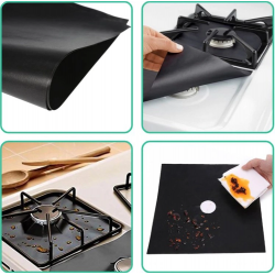 Mey İthalat® Ocak Koruyucu Folyo Yanmaz Yapışmaz 4'lü Set SiYAH