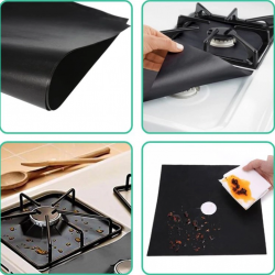 Mey İthalat® Ocak Koruyucu Folyo Yanmaz Yapışmaz 4'lü Set SiYAH