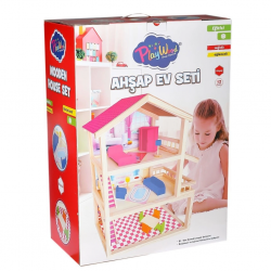 Mey İthalat® ONY-398 Büyük Ahşap Ev Seti -Onyıl Oyuncak