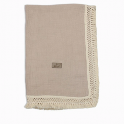 Mey İthalat®   Organik Müslin 80x90 Fistolu Battaniye 70112 Bej