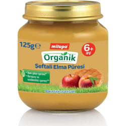 Mey İthalat®   Organik Şeftali Elma Püreli Kavanoz Maması 125 Gr