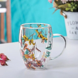 Mey İthalat® Orjinal Kurutulmuş Çiçekli Kupa Bardak