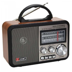 Mey İthalat®  Orta Boy Retro, Nostaljik, Ahşap Tasarım Bluetooth Hoparlörlü, Şarjlı, Taşınabilir FM/AM Destekli Radyo NS-8897