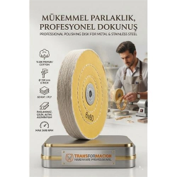 Mey İthalat® Orta Sert Polisaj Keçesi 6x60 60 Katlı 150mm - Pamuk Bez Disk Ayna Parlaklığı Metal Parlatma Keçesi 723116