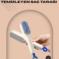 Mey İthalat® Otomatik Temizlenen Ergonomik Saç Tarağı – Masaj Başlıklı