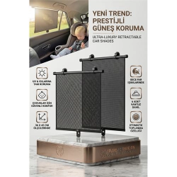 Mey İthalat® Otomatik Toplanır Araç Perdesi 2'li Set | 36x45 cm Vantuzlu Yan Cam Güneşliği 723080