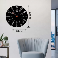 Mey İthalat® Otomobil Parçaları Tasarım Ahşap Duvar Saati - 40x40 cm Mekanik Saat