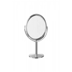 Mey İthalat® Oval Masaüstü Ayaklı 360° Dönebilen çift taraflı büyüteçli krom ayna 18X10cm