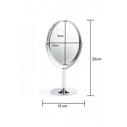 Mey İthalat® Oval Masaüstü Ayaklı 360° Dönebilen, İşyeri, Seyahat İçin Mini Krom Ayna 15X25CM