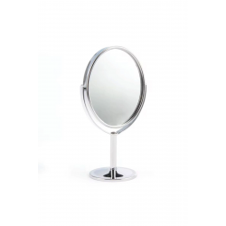 Mey İthalat® Oval Masaüstü Ayaklı 360° Dönebilen, İşyeri, Seyahat İçin Mini Krom Ayna 15X25CM