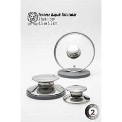 Mey İthalat® Paloma Serisi 2’li Paslanmaz Çelik Lüks Tencere Kapağı Tutucu Seti - 4.5- 5.5 cm Universal