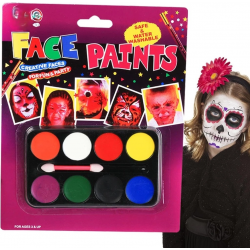 Mey İthalat® Palyaço Yüz Boyama Seti Fırçalı Makyaj Boyama Seti 8 Renk