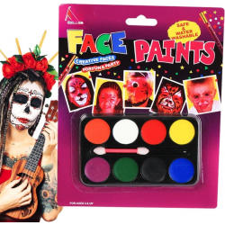 Mey İthalat® Palyaço Yüz Boyama Seti Fırçalı Makyaj Boyama Seti 8 Renk