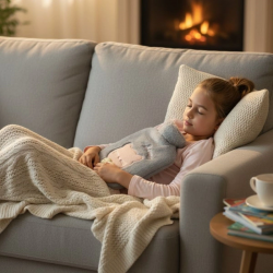 Mey İthalat® Papyonlu Kedi Figürlü Mavi renkli Peluş Sıcak Su Torbası 1 Lt – Yumuşak Kılıf, Uzun Süre Sıcak Tutan Termal Su Torbası