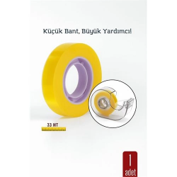 Mey İthalat® Para Bandı Küçük Makinelere 12MM 33 mt Küçük Makine Bandı – Şeffaf Bant | Masa Üstü Dispenser Uyumlu 716920