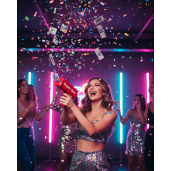 Mey İthalat® Para Dolar Saçma Para Atma Tabancası Otomatik Kırmızı Oyuncak