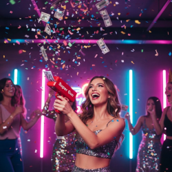 Mey İthalat® Para Dolar Saçma Para Atma Tabancası Otomatik Kırmızı Oyuncak